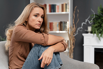 Eating Disorder therapy. Woman looking sad